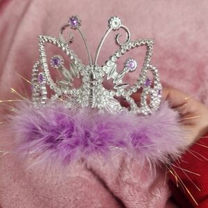 Sparkling Silver and Purple Kids Butterfly Tiara